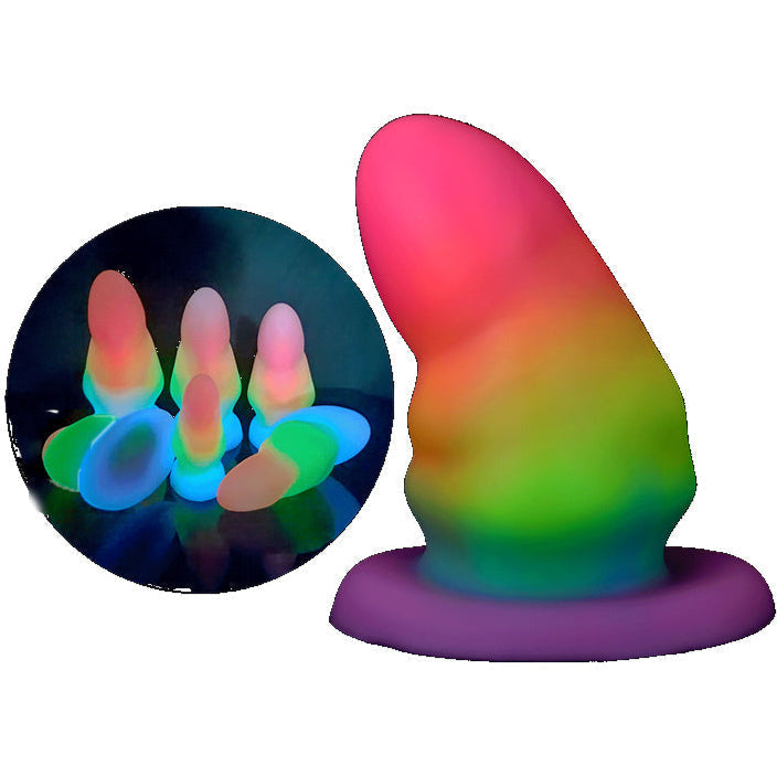 Rainbow Light Up Short Thick Butt Plug