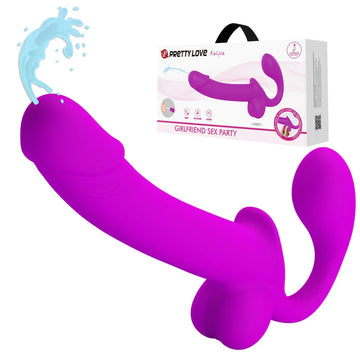 Purple Silicone Lesbian Squirting Strapless Dildo