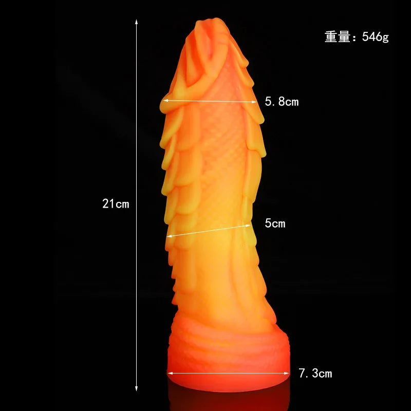 8.3 Inch Fantasy Rainbow Dragon Textured Anal Dildo