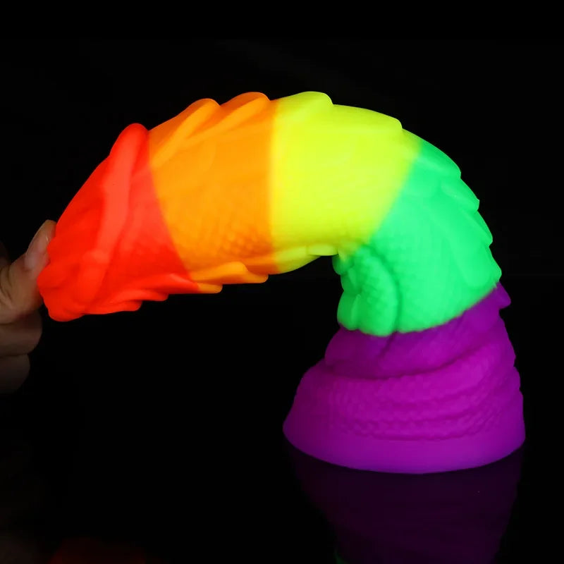 8.3 Inch Fantasy Rainbow Dragon Textured Anal Dildo