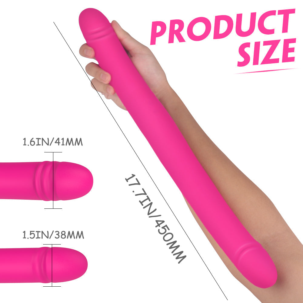 17 Inch Pink Vibrating Curved Double Ended Dildo