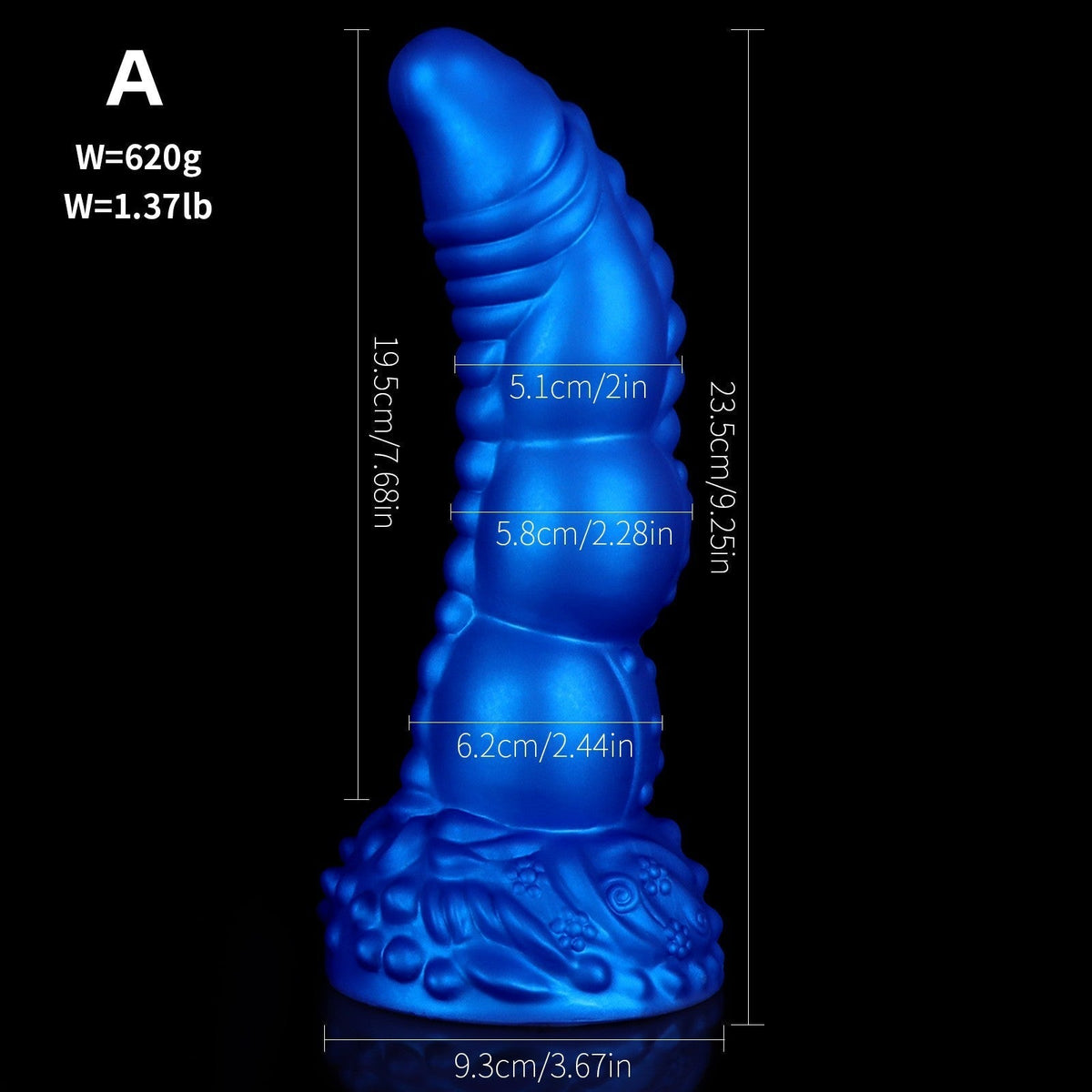 Blue Water Monster Textured Dragon Dildo