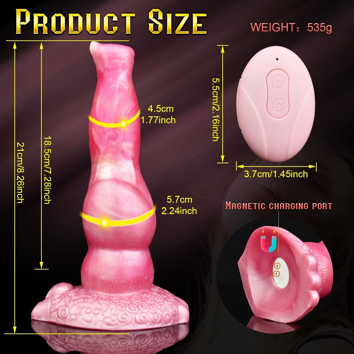 20.3 cm Remote Control Pink Soft Dog Dildo