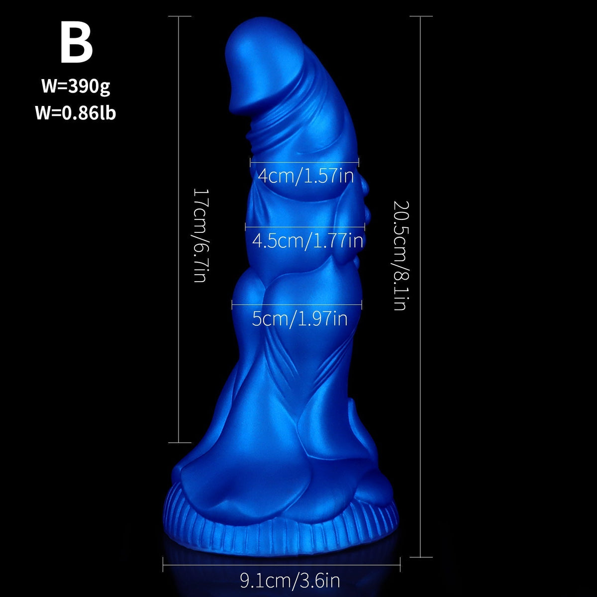 Blue Water Monster Textured Dragon Dildo