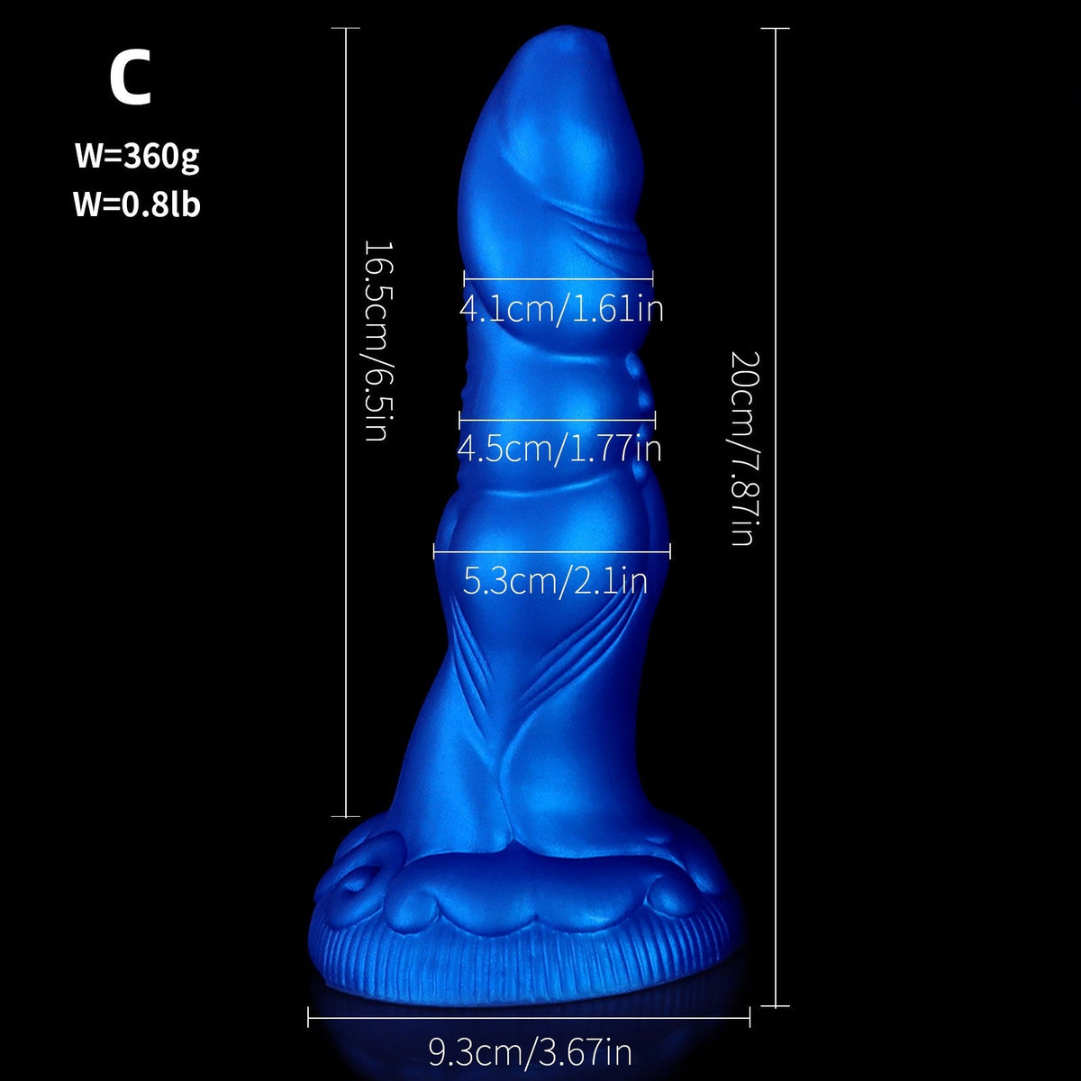 Blue Water Monster Textured Dragon Dildo