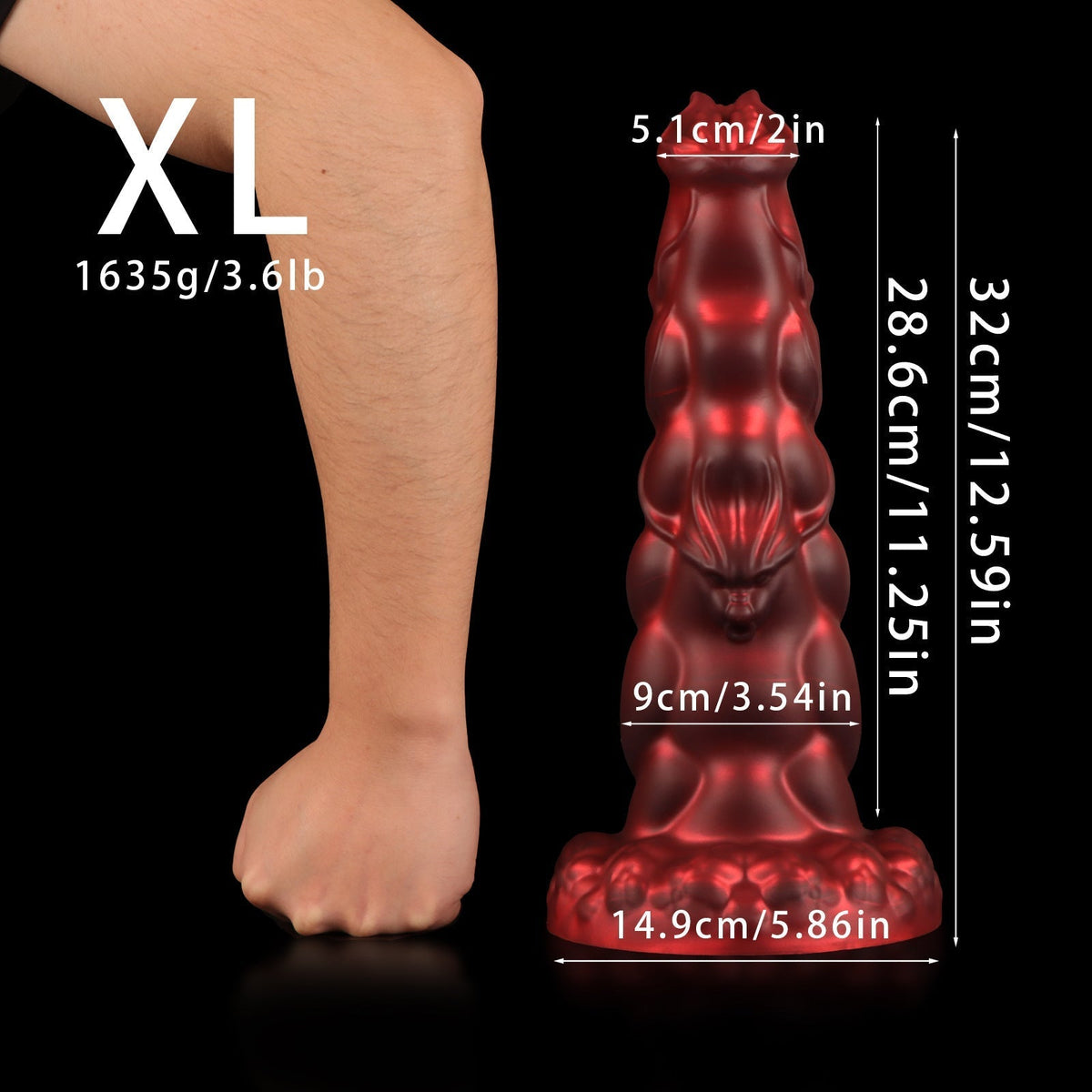12 Inch Red Fantasy Dragon Knot Huge Dildo