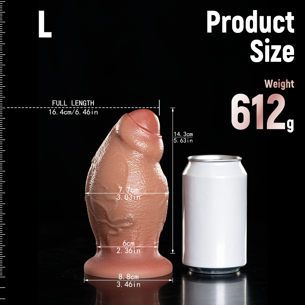 Realistic Fat Curved Silicone Uncircumcised Dildo