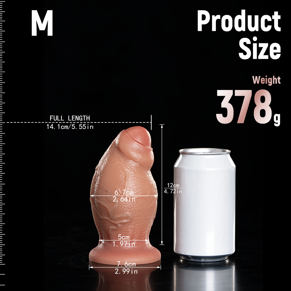 Realistic Fat Curved Silicone Uncircumcised Dildo