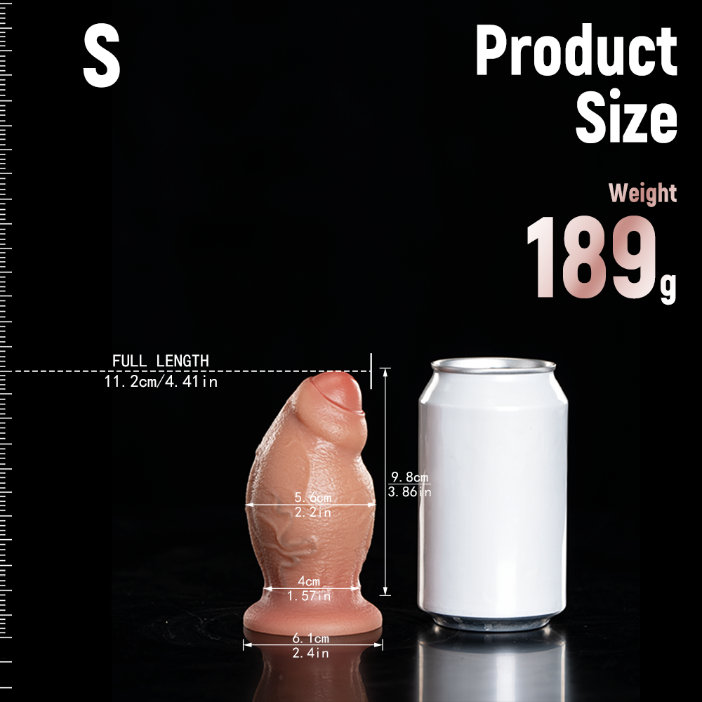 Realistic Fat Curved Silicone Uncircumcised Dildo
