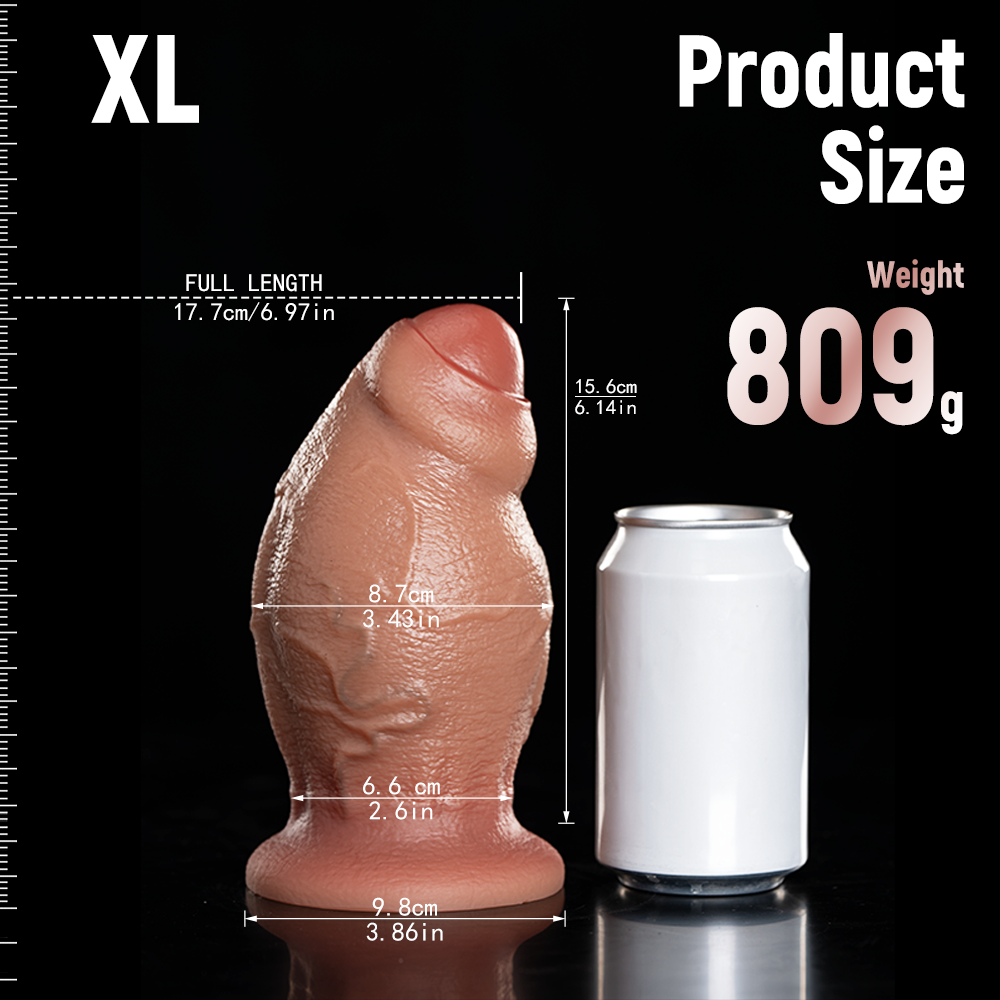 Realistic Fat Curved Silicone Uncircumcised Dildo