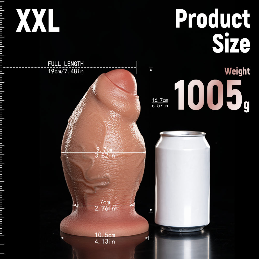 Realistic Fat Curved Silicone Uncircumcised Dildo