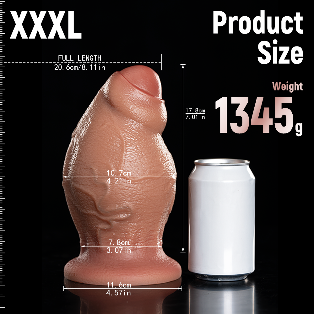 Realistic Fat Curved Silicone Uncircumcised Dildo