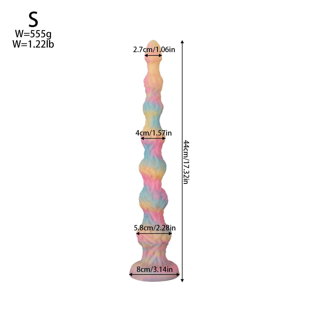 Pink Light up Long Knot Textured Anal Dildo