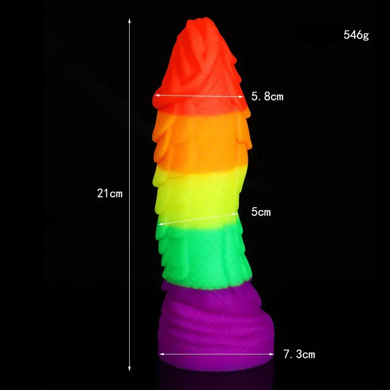 8.3 Inch Fantasy Rainbow Dragon Textured Anal Dildo