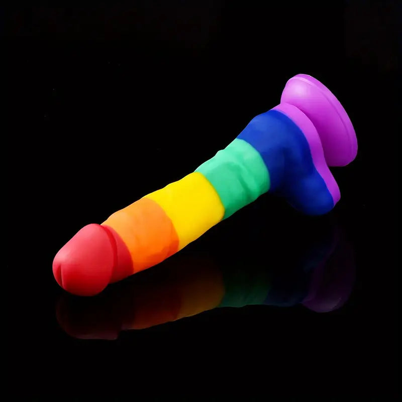 Three Sizes Silicone Realistic Rainbow Coloured Dildo