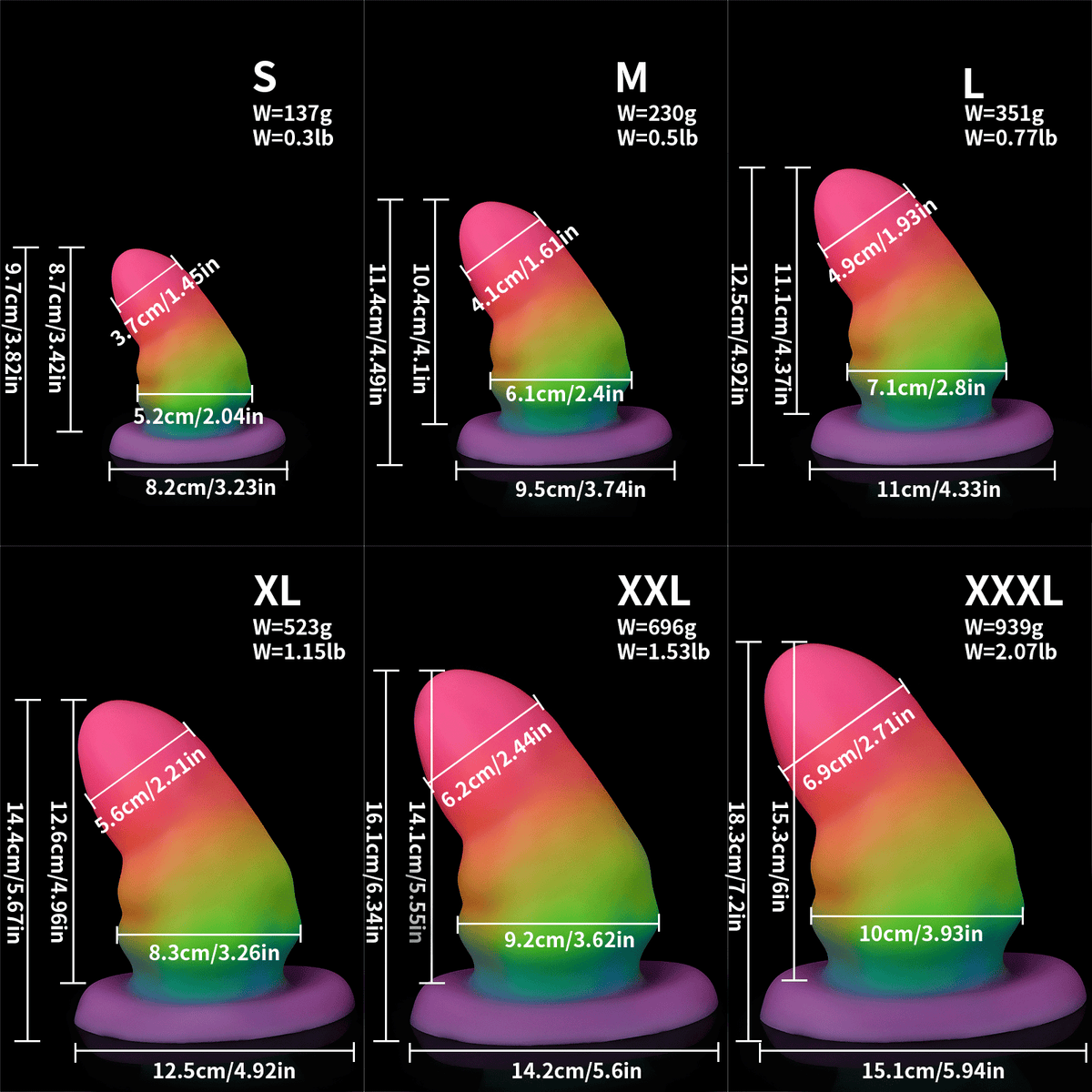 Rainbow Light Up Short Thick Butt Plug