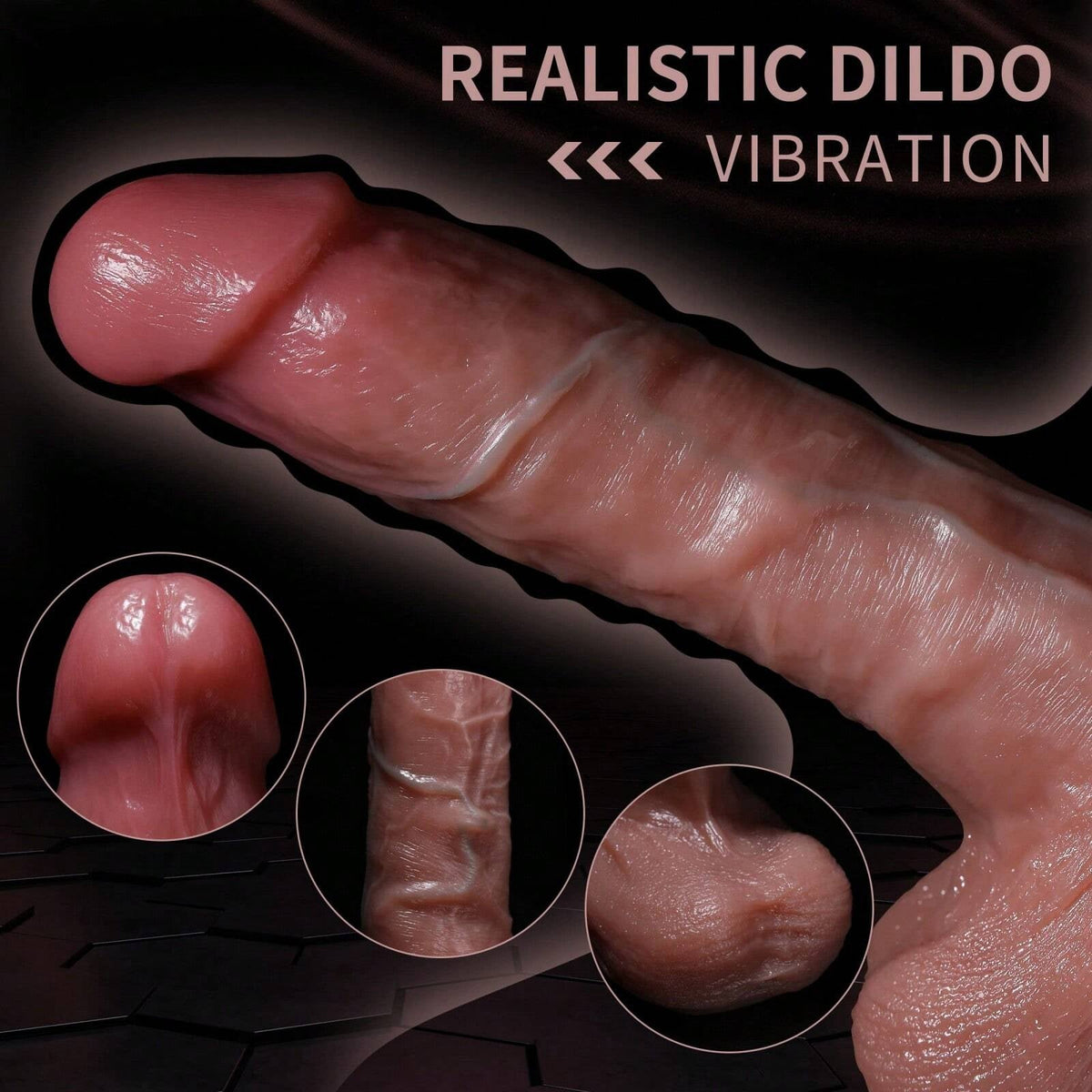 9 Inch Realistic Textured Vibrating Thrusting Dildo