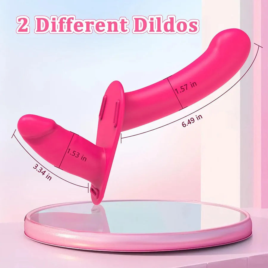 Pink Strapless Vibrating Dildo Strap-On