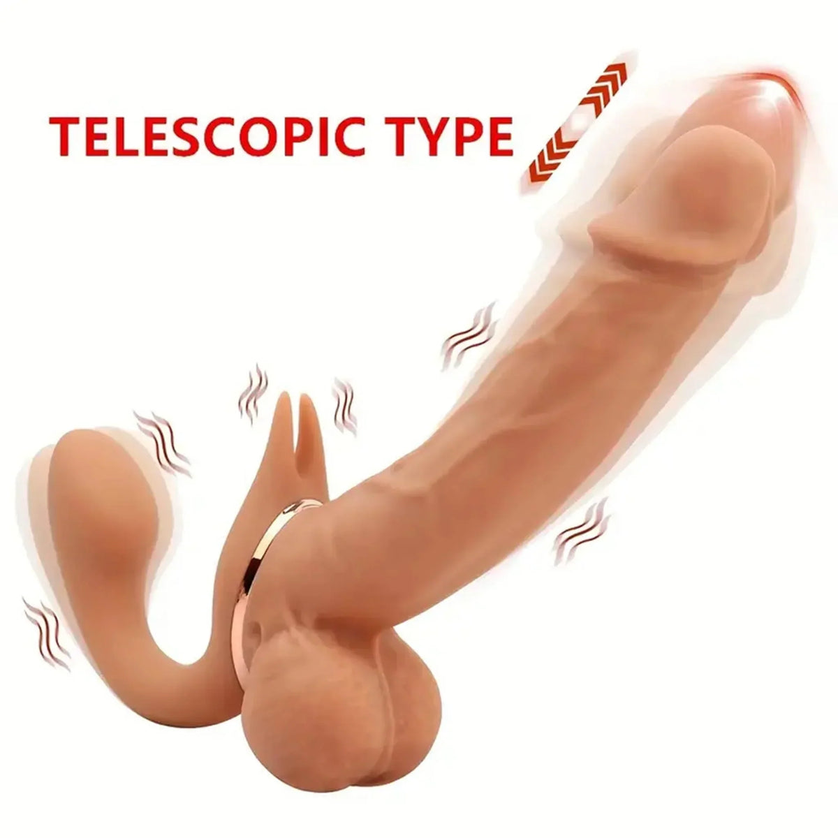 Brown Lesbian Vibrating Curved Strapless Dildo