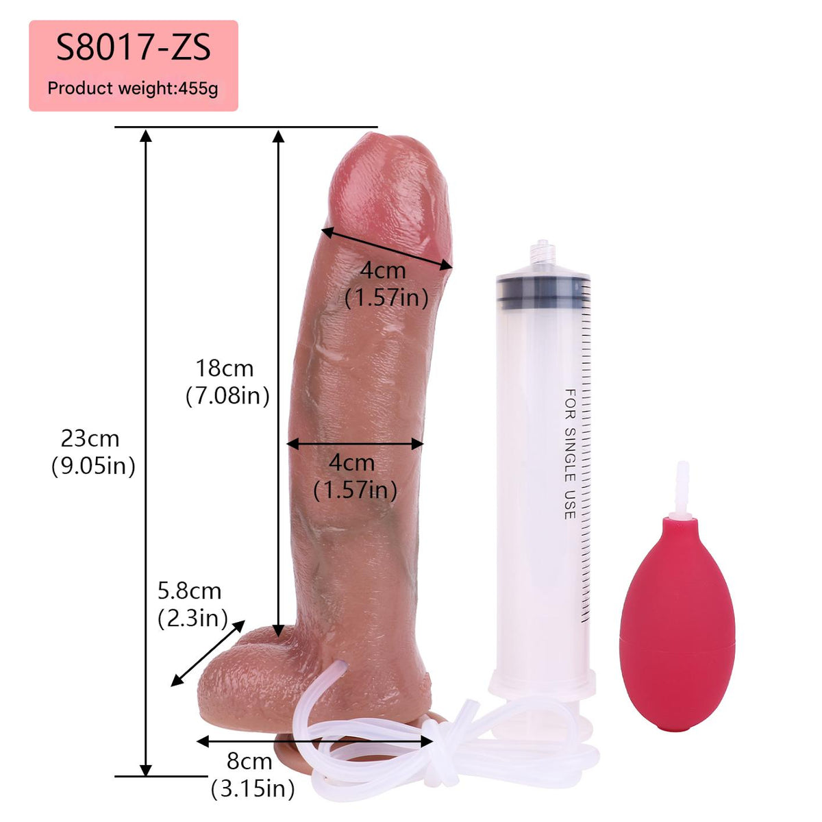 22.9 cm Realistic Squirting Dildo with Foreskin