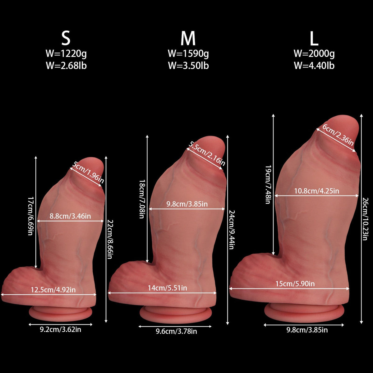3 Inch Wide Silicone Girthy Dildo With Foreskin