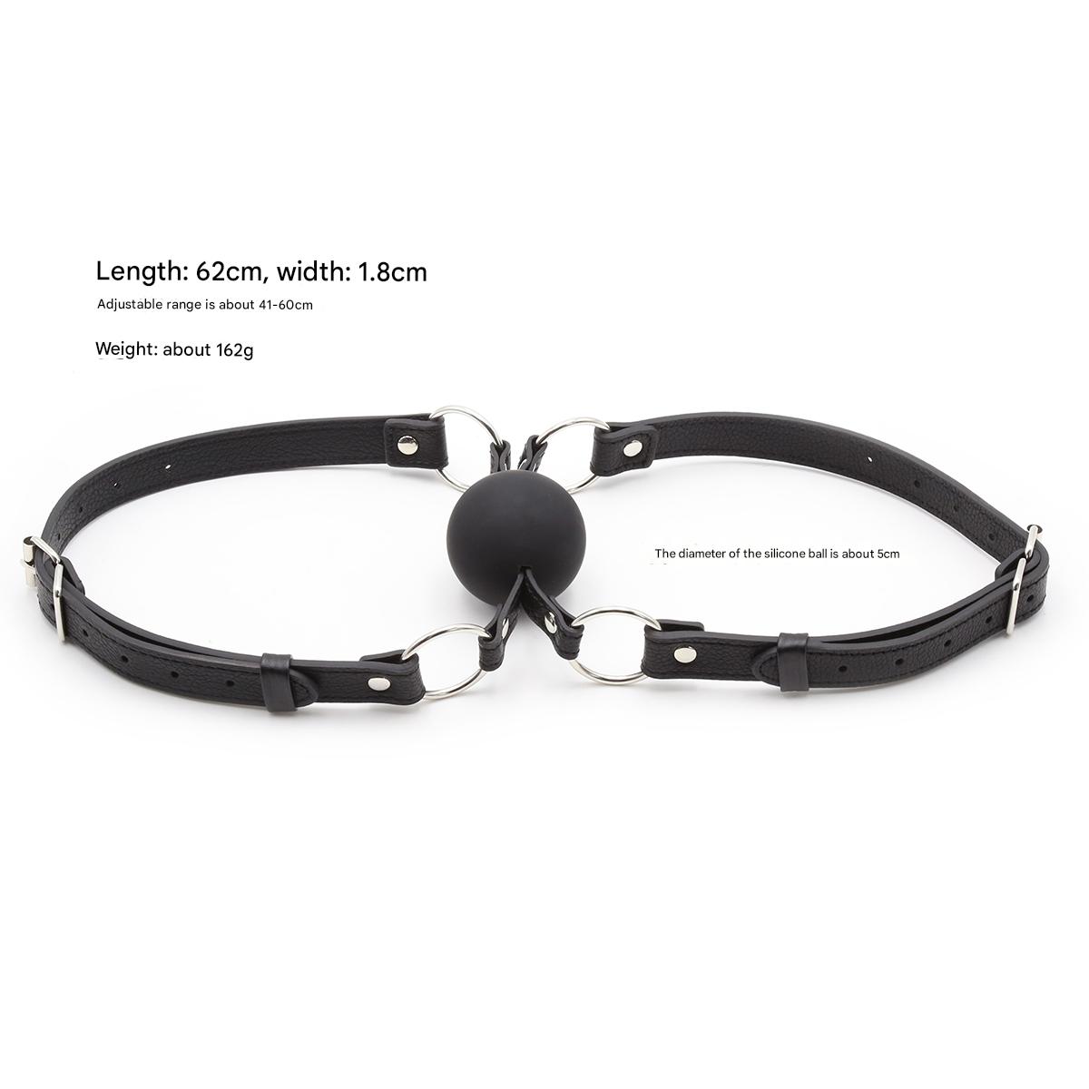 Leather 5 cm Black BDSM Double Ball Gag