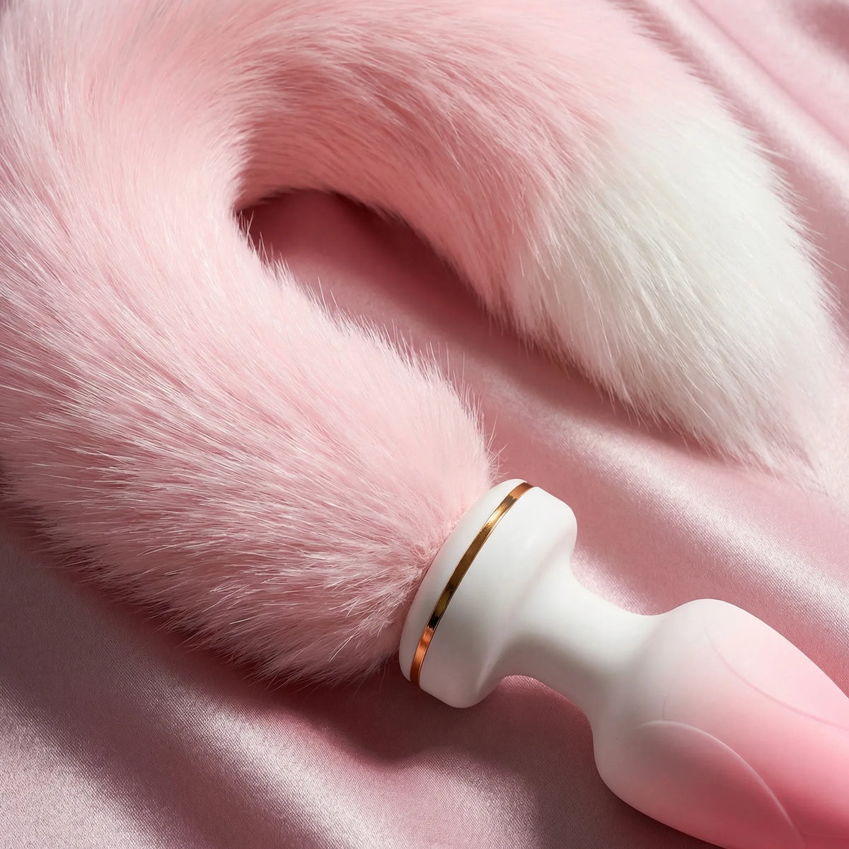 Pink Cute Furry Tail Vibrating Butt Plug