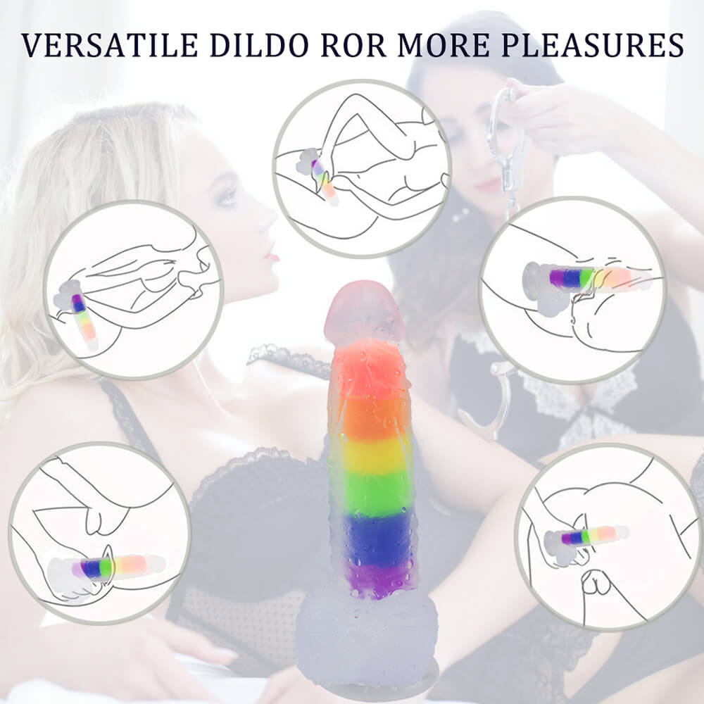 7.4 Inch Jelly Rainbow Soft Dual Density Dildo