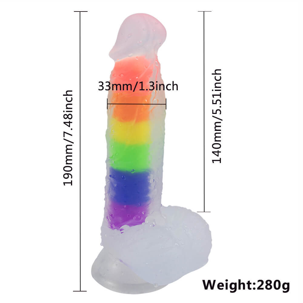 7.4 Inch Jelly Rainbow Soft Dual Density Dildo