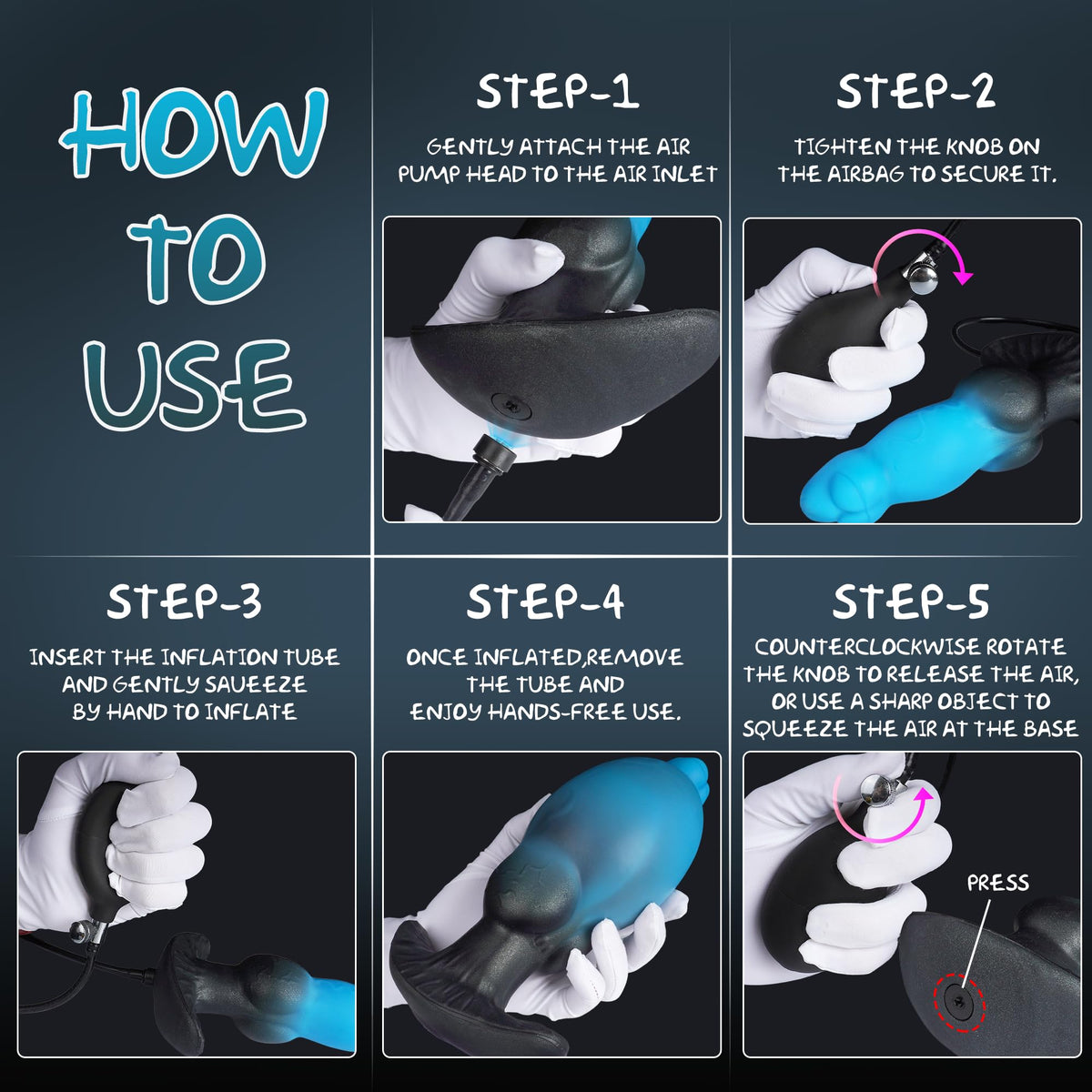 17.5 cm Silicone Inflatable Knot Dildo