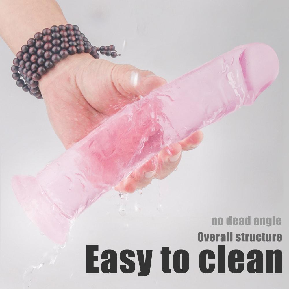 25 cm Super Suction Pink Transparent Realistic Dildo
