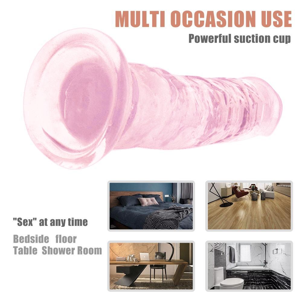 25 cm Super Suction Pink Transparent Realistic Dildo