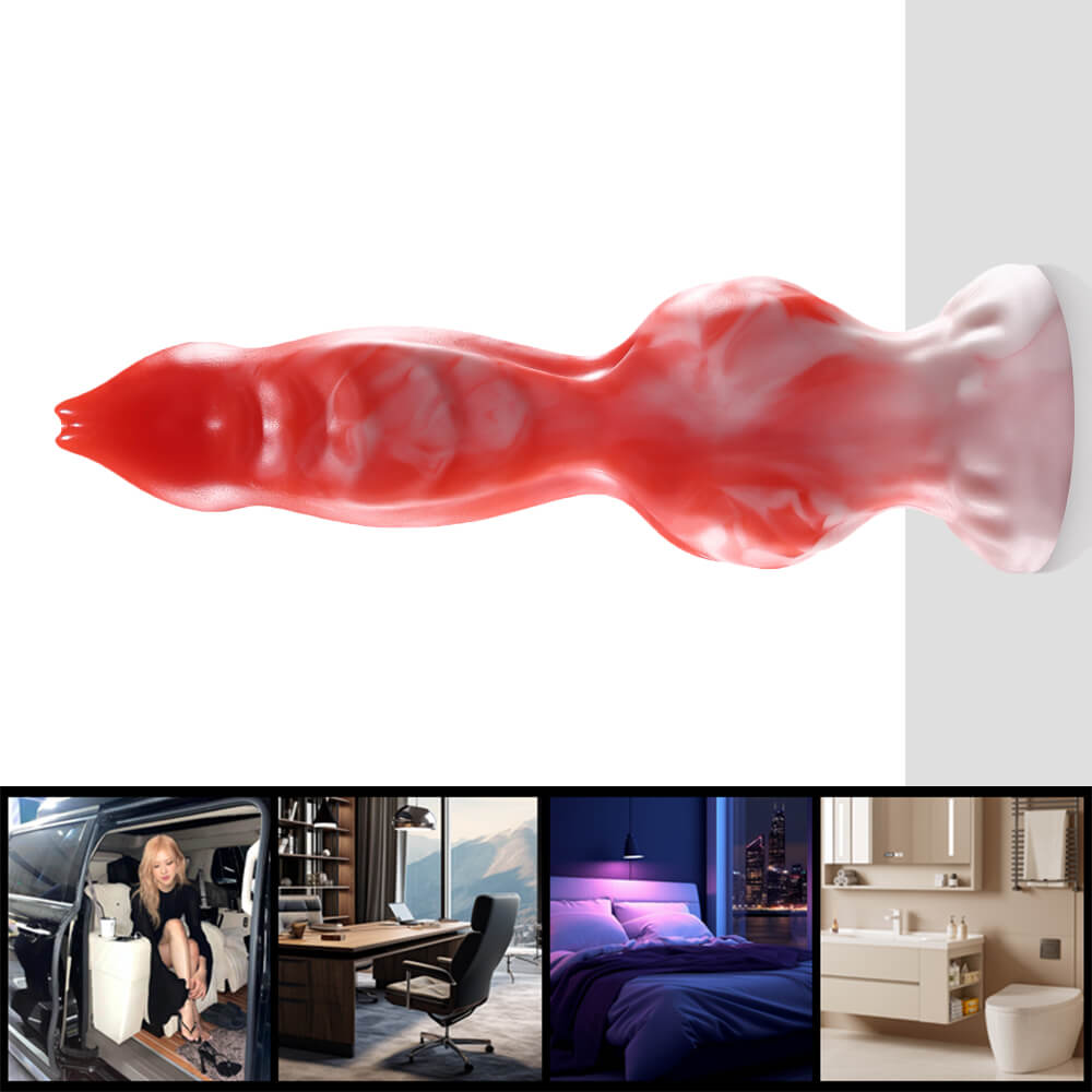 Red Texture Knots Silicone Fantasy Dog Dildo