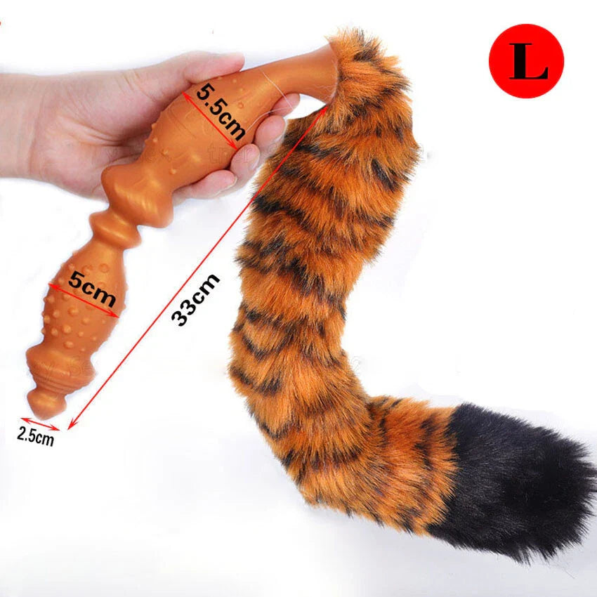 Tiger Tail Furry Long Knot Butt Plug