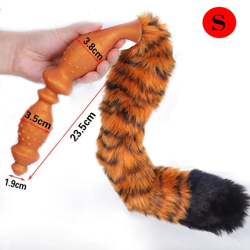 Tiger Tail Furry Long Knot Butt Plug