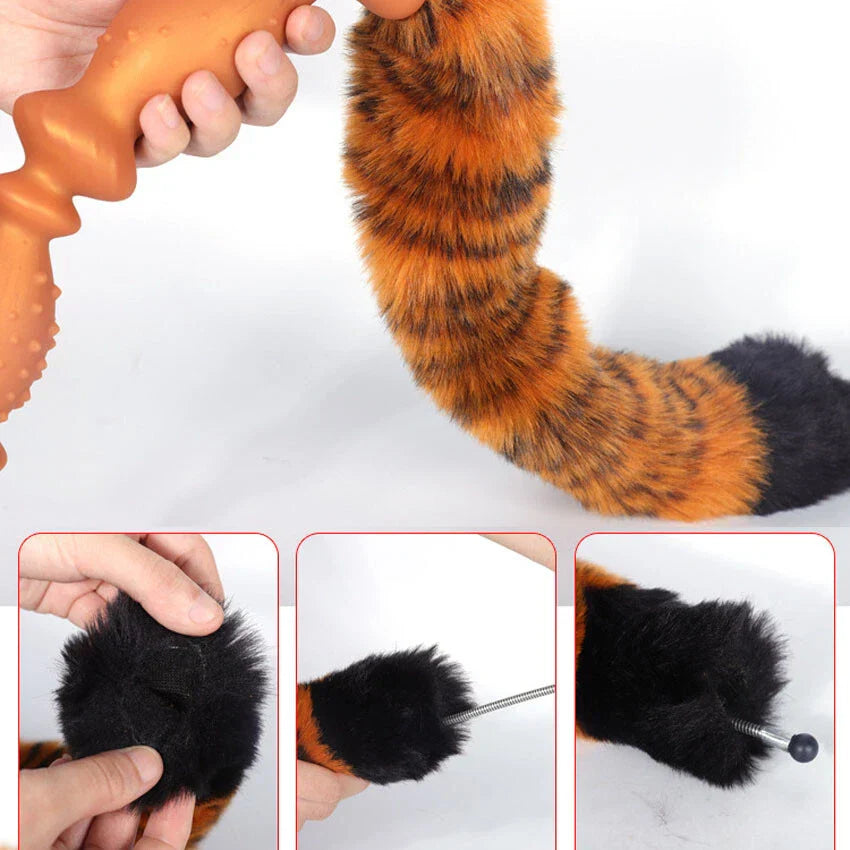 Tiger Tail Furry Long Knot Butt Plug