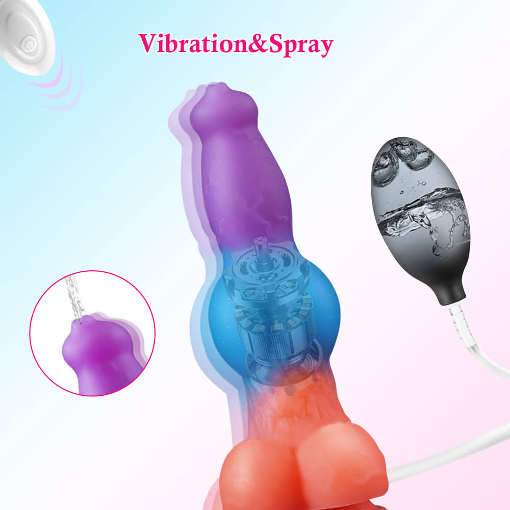 22.9 cm Color Mixing Remote Control Vibrating  Ejaculating Dildo