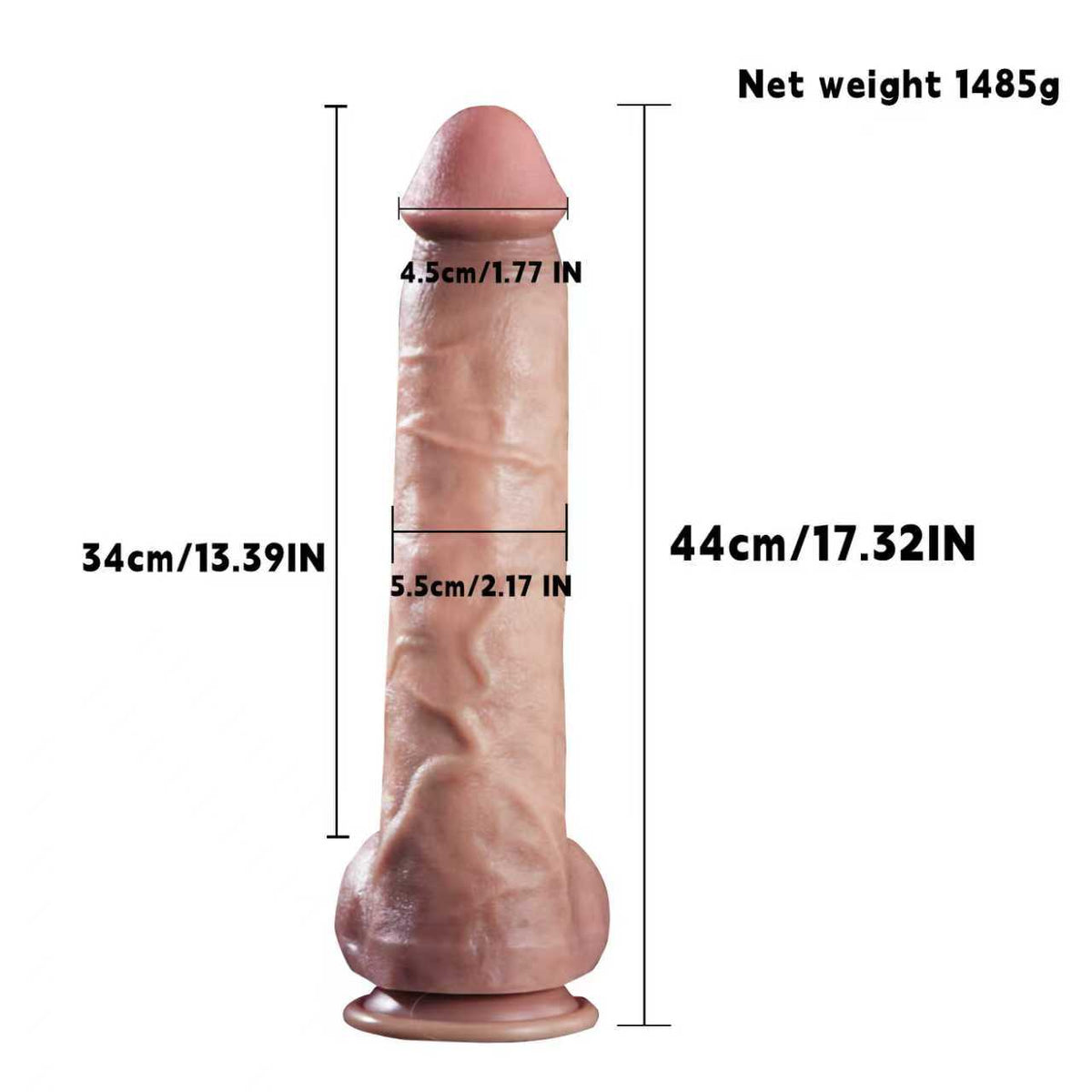 38 cm Realistic Thick Silicone Suction Dildo