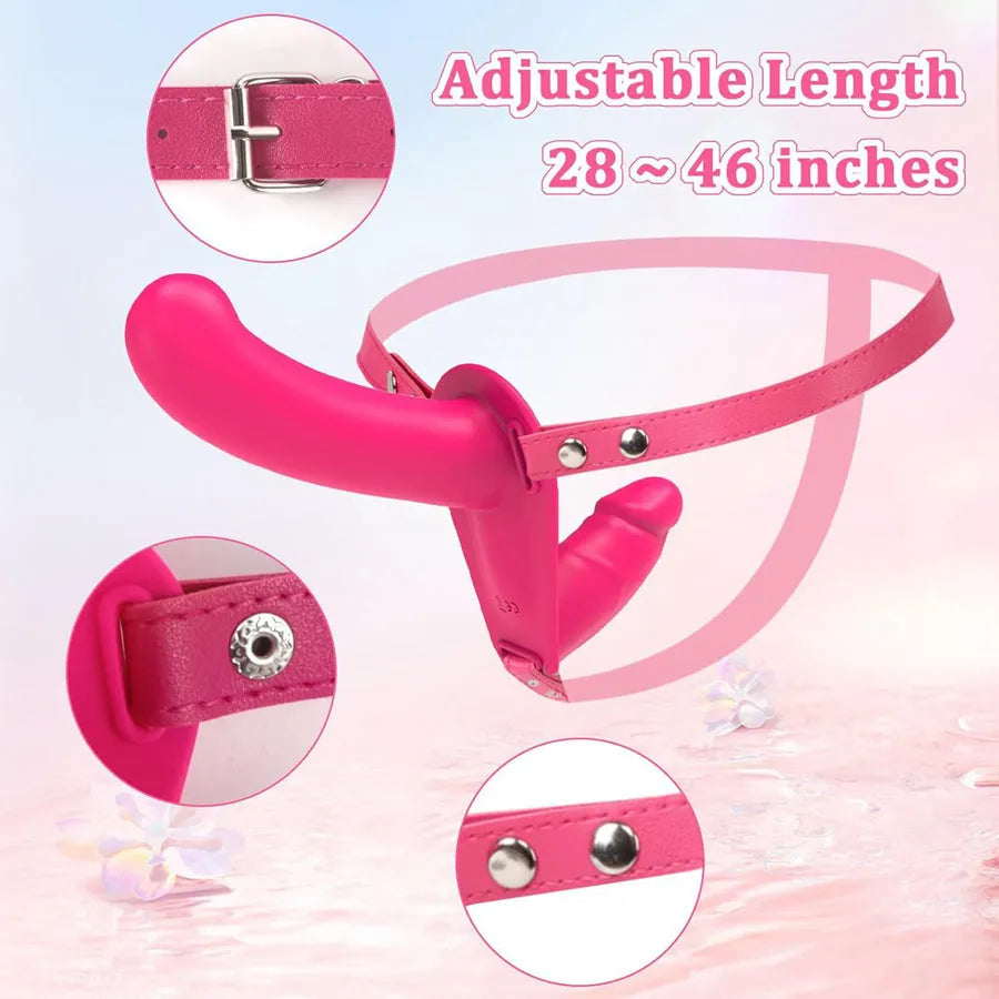Pink Strapless Vibrating Dildo Strap-On