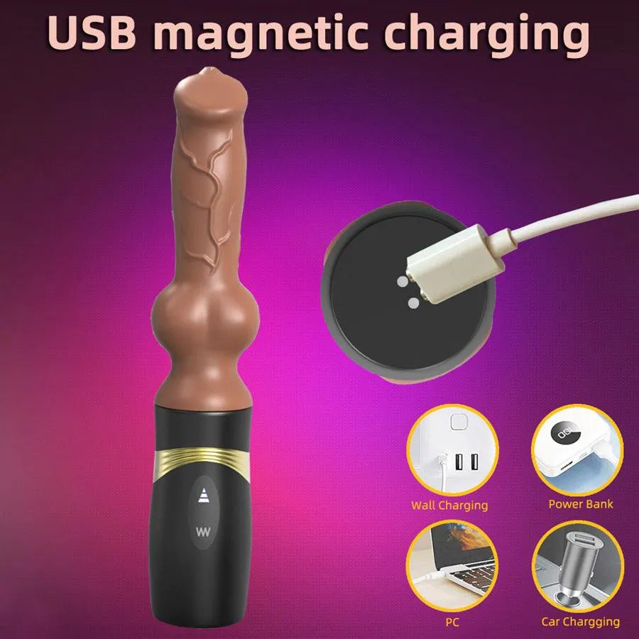 Handheld Vibrating Thrusting Dog Style Dildo